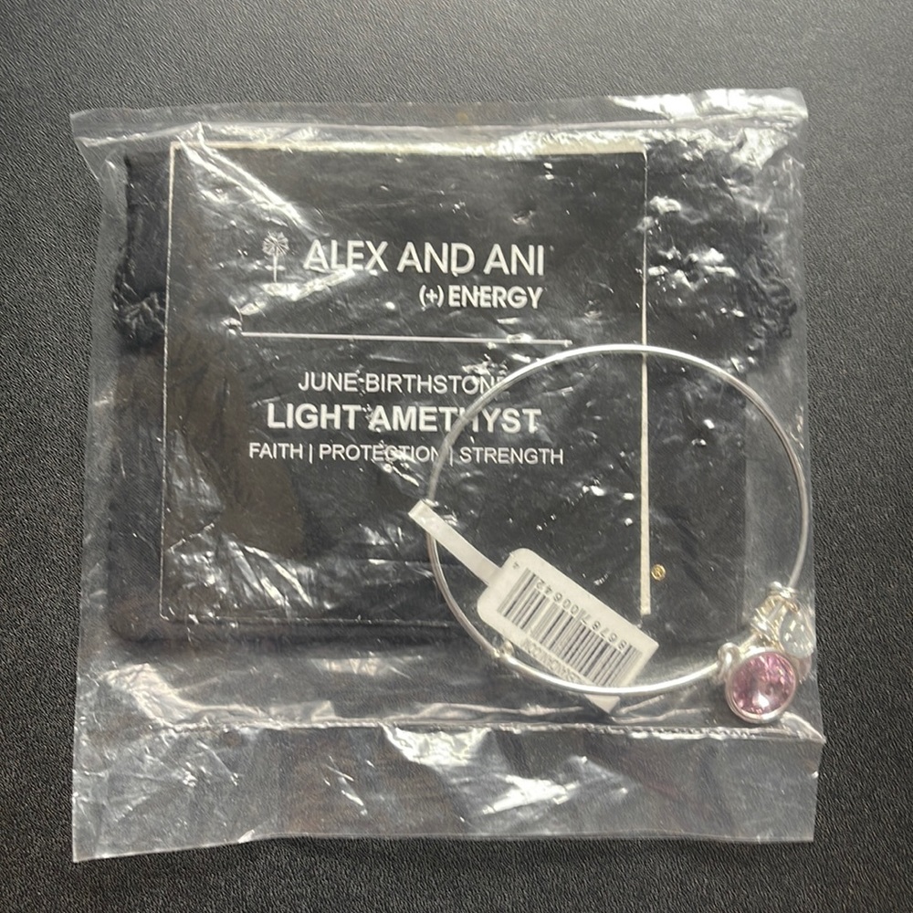 Light Amethyst June Alex + Ani Birthstone Bracelet, Silver Metal